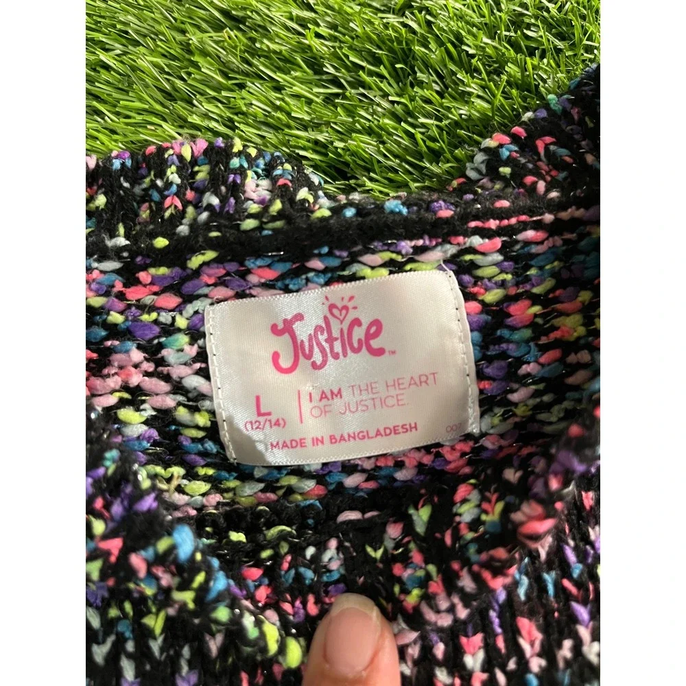 Justice Girls L 12-14 Multicolor Confetti Knit Crew Neck Pullover Winter Sweater